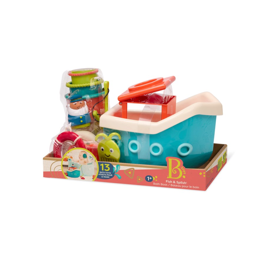 Fish & Splish – statek z akcesoriami - wersja jasnoniebieska / B.Toys