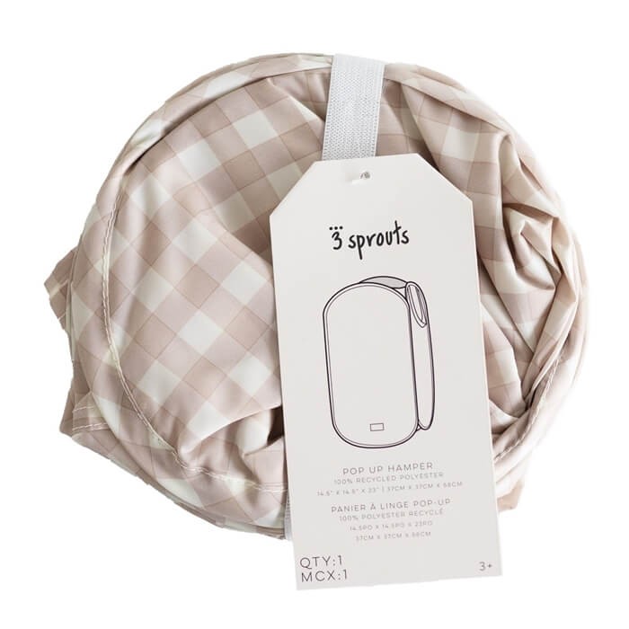 Kosz na pranie i zabawki Pop-up Gingham Beige / 3 Sprouts