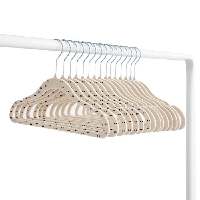 Wieszaki Welurowe dla Dzieci Double Dot Beige 15 szt. / 3 Sprouts
