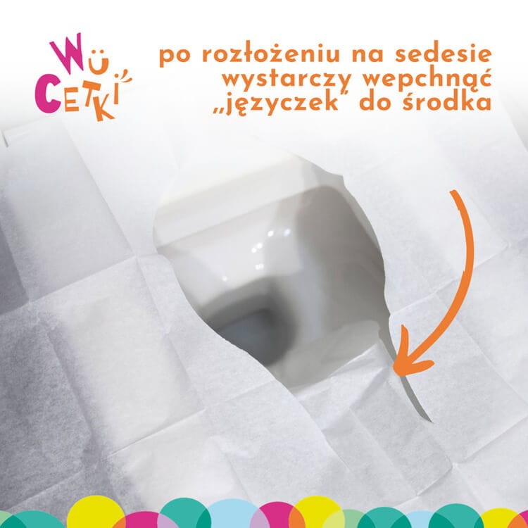 Jednorazowe nakładki na toaletę dla dzieci i dorosłych – wydłużone brzegi, 10 szt. / WuCetki