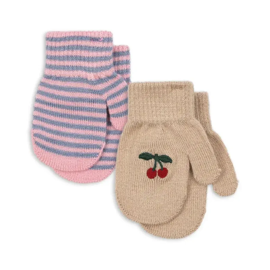 Rękawiczki bez palców Filla - cherry & stripe / Konges slojd