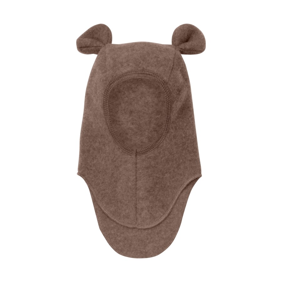 Kominiarka 100% wełny merino z uszkami misia - Brown Melange / HUTTEliHUT