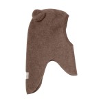 Kominiarka 100% wełny merino z uszkami misia - Brown Melange / HUTTEliHUT