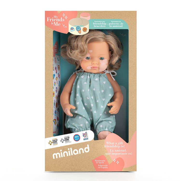 Lalka dziewczynka Europejka Ciemny Blond Bielactwo My Friends & Me, 38cm / Miniland Doll