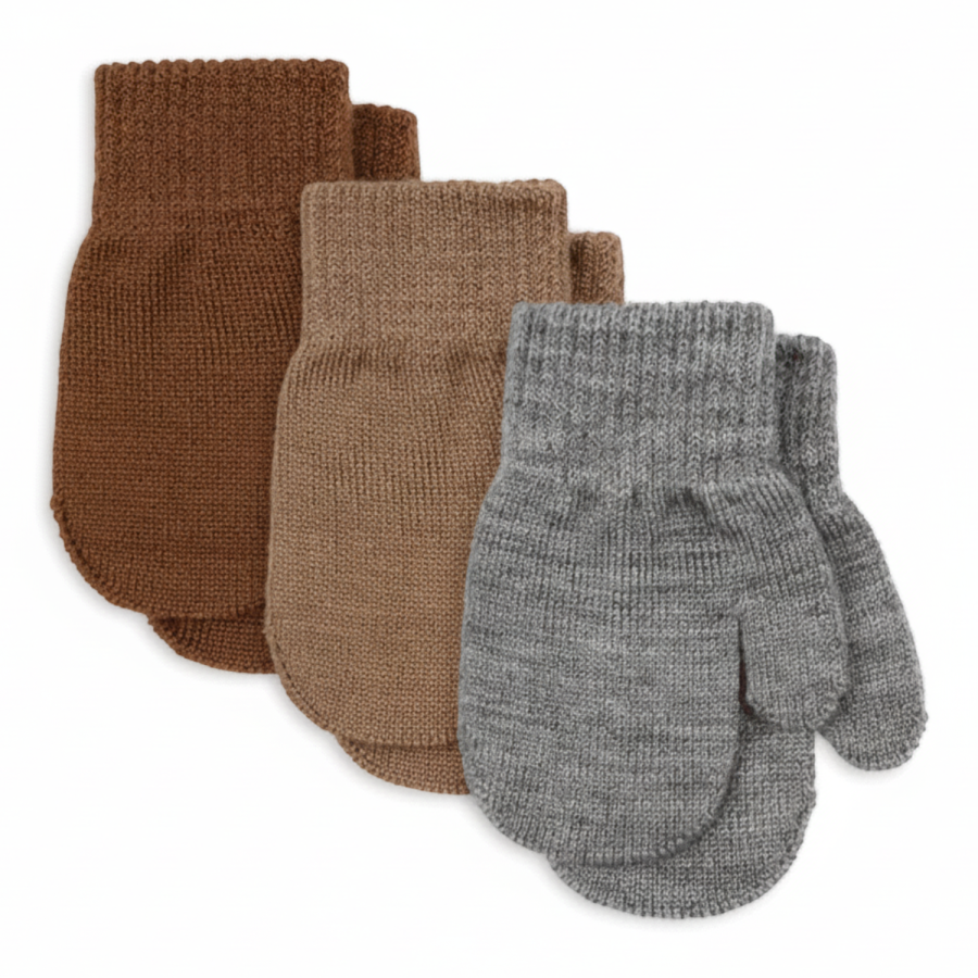 Rękawiczki bez palców Filla - grey melange, beige, brown / Konges slojd