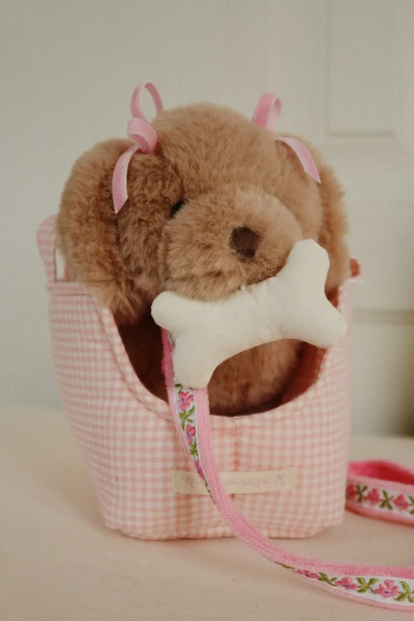 Piesek w torebce - pink check / Konges slojd