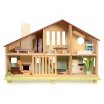 Drewniany dwupiętrowy domek dla lalek Cedar Chalet / Tender Leaf Toys
