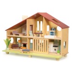 Drewniany dwupiętrowy domek dla lalek Cedar Chalet / Tender Leaf Toys