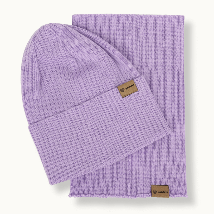 Czapka i komin wełniany LAVENDER / Patulove