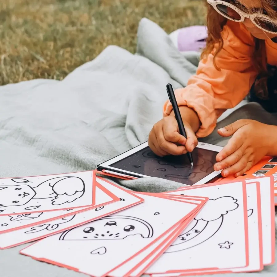 Tablet graficzny z szablonami do rysowania KIDYDRAW-MINI - kawai / Kidywolf
