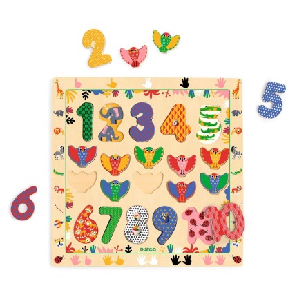 Drewniane puzzle LICZBY 1-10 / Djeco