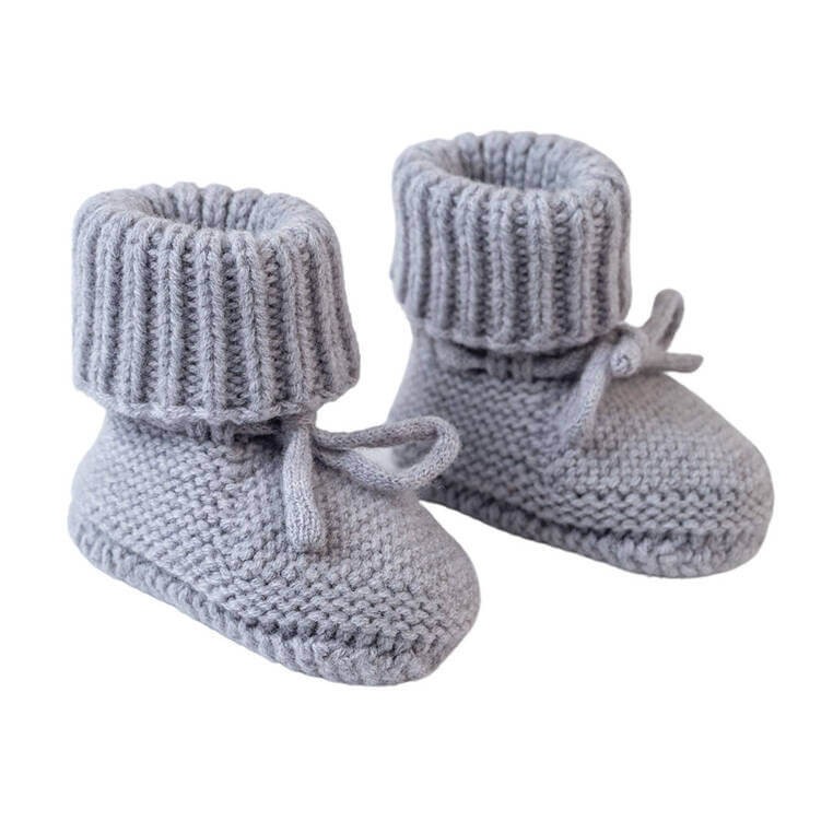 Buciki niechodki z wełny merino 100% - szare Drizzle / Lodger