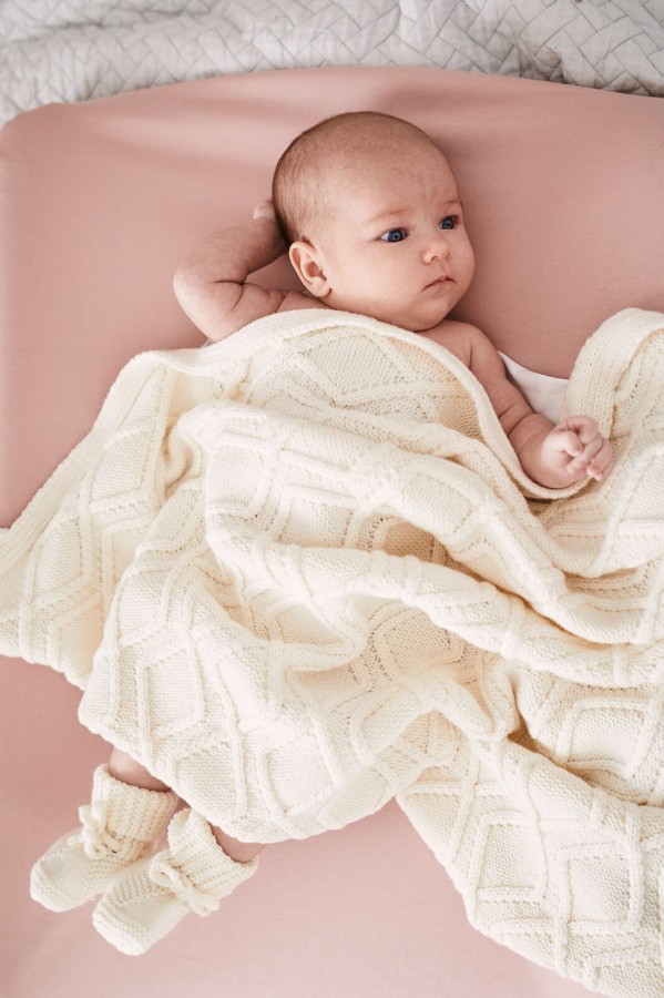 Buciki niemowlęce merino - latte / Pink no More