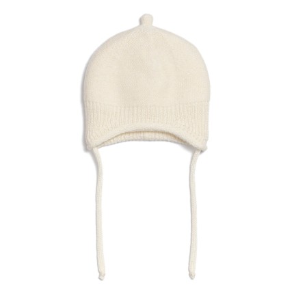 Czapka pilotka 100% merino - latte cream / Pink no More