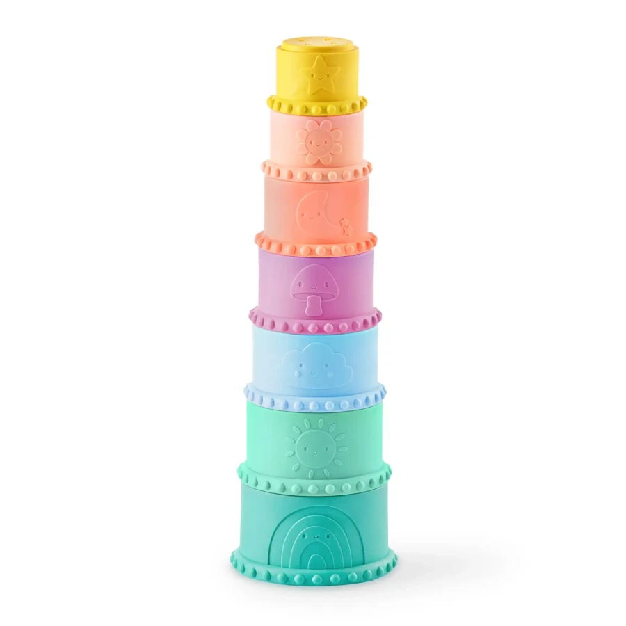 Stackin’ Squishies – miękkie kubeczki i klocki sensoryczne 2w1 / B.Toys
