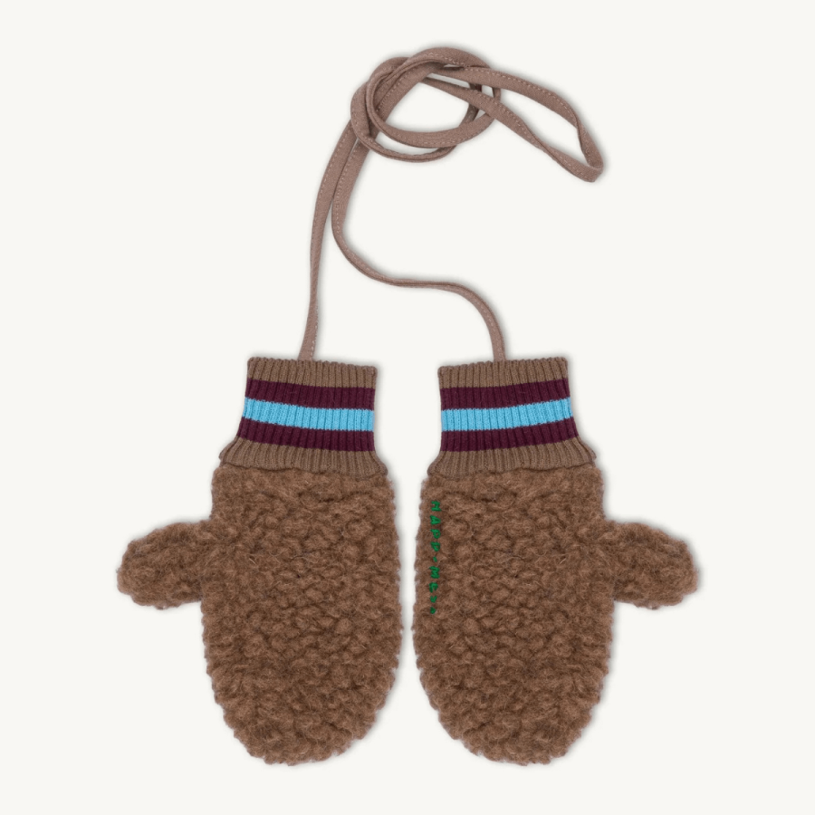 Dziecięce rękawiczki z wełny merino - teddy brown / Happymess