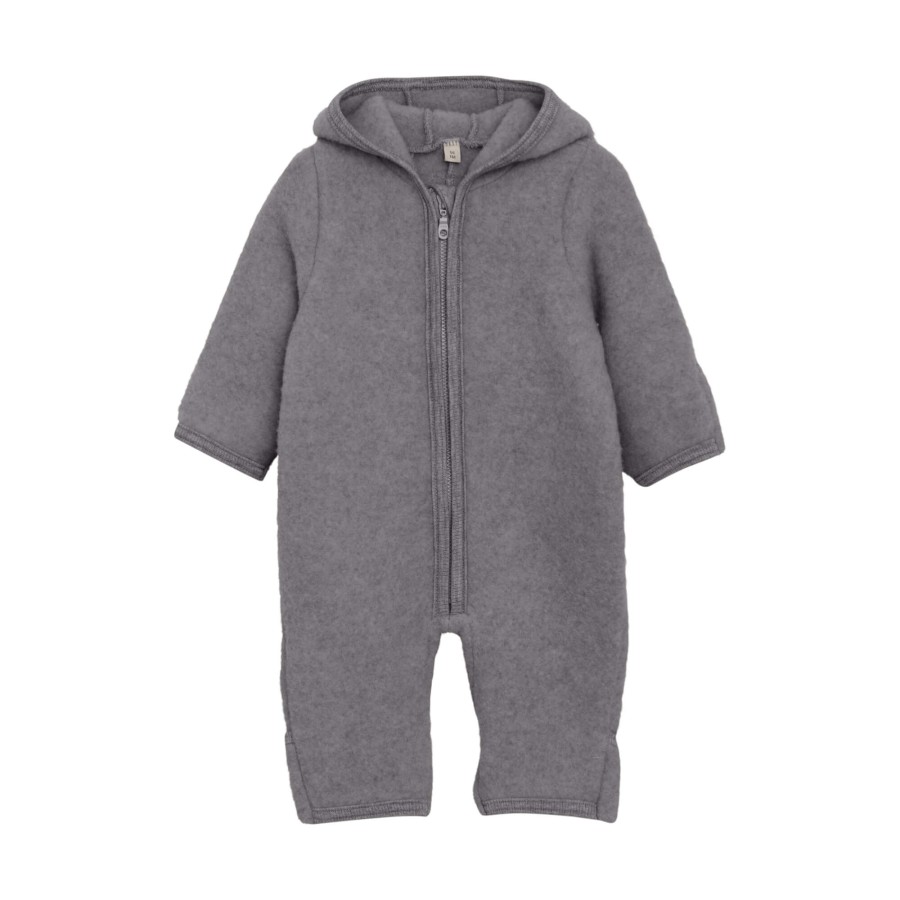 Kombinezon 100% wełny merino z uszkami królika - Medium Grey Melange / HUTTEliHUT