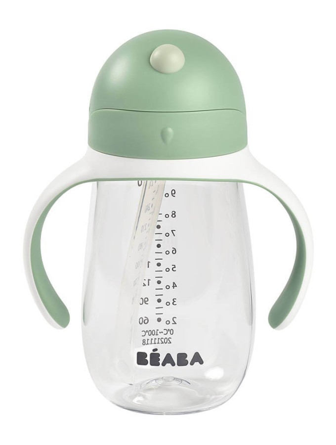 Bidon tritanowy ze słomką, 300 ml - sage green / Beaba
