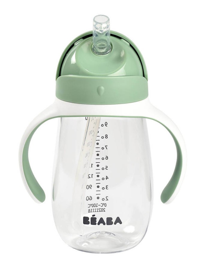 Bidon tritanowy ze słomką, 300 ml - sage green / Beaba