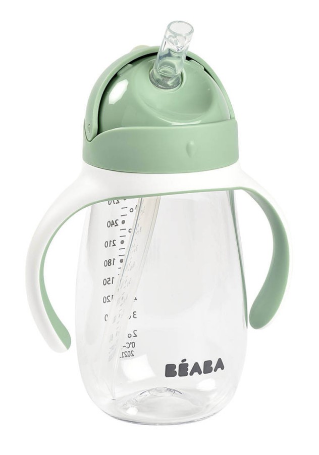 Bidon tritanowy ze słomką, 300 ml - sage green / Beaba