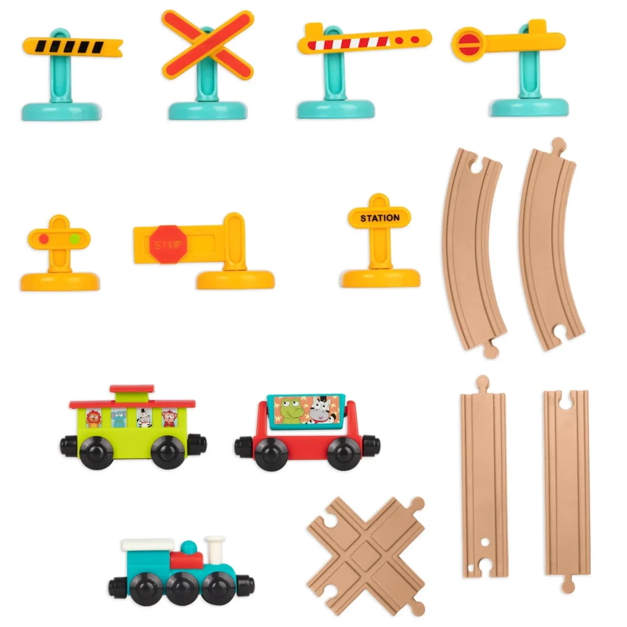 All Aboard – kolejka z torami i znakami 29 el., magnetyczne wagony 2+ / Battat