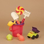 Sands Ahoy! – wiaderko z akcesoriami do piasku CZERWONE / B.Toys