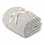 Otulacz ze 100% wełny merino light grey Leaves - premium collection / My Memi