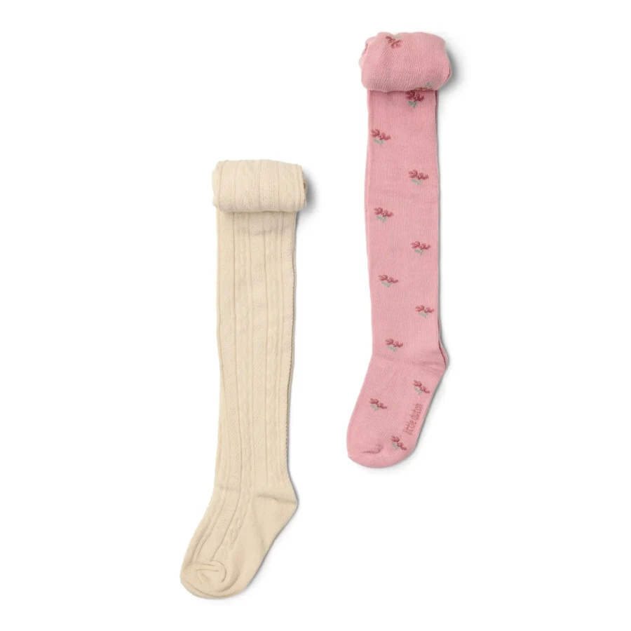 Rajstopy 2-pak Sand, Velvet Rose / Little Dutch