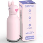 Butelka termiczna ze słomką Bestie, 460 ml - Królik / Asobu