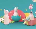 Butelka termiczna ze słomką Bestie, 460 ml - Królik / Asobu