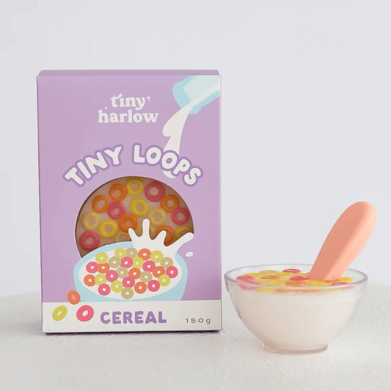 Zestaw Tiny Tummies Magiczna miseczka i łyżeczka, Płatki śniadaniowe / Tiny Harlow