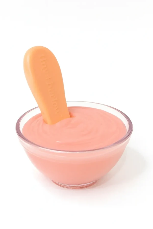 Zestaw Tiny Tummies Magiczna miseczka i łyżeczka, Jogurt Truskawkowy / Tiny Harlow