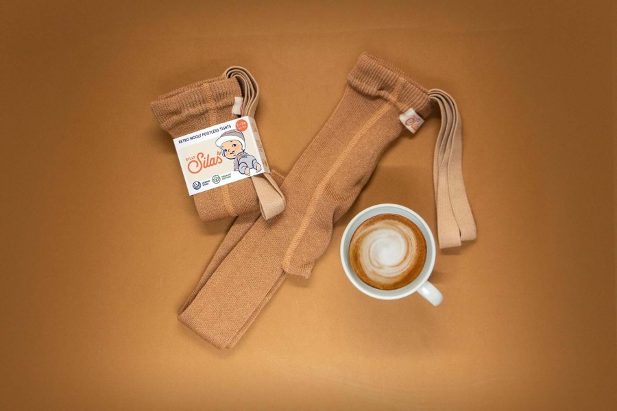 Rajstopki wełniane bez stópek Footless - Cappuccino Brown / Silly Silas