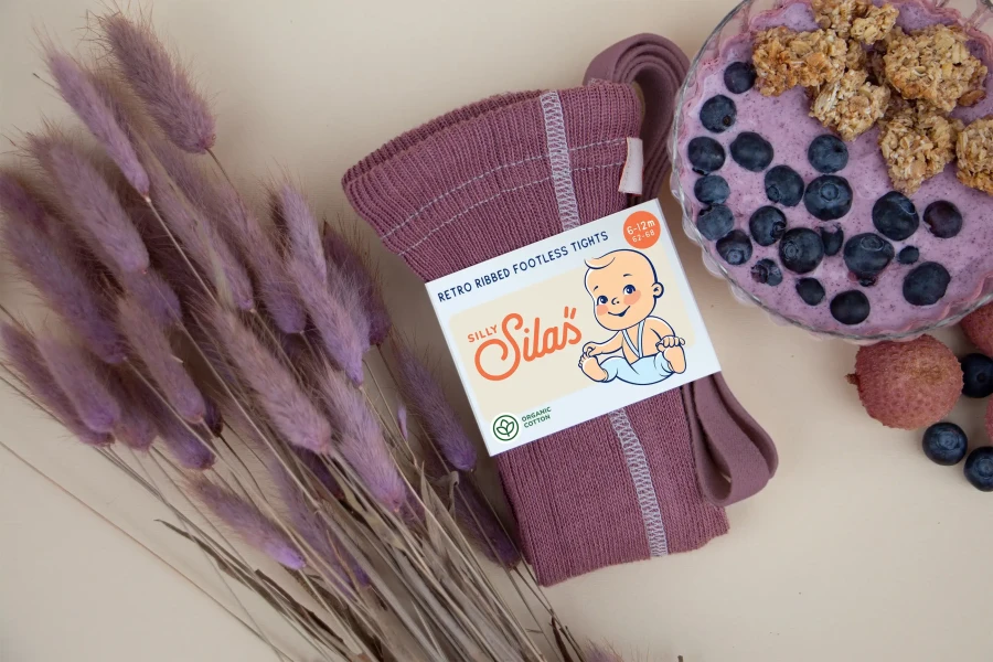 Rajstopki bawełniane bez stópek Footless - Acai Smoothie / Silly Silas