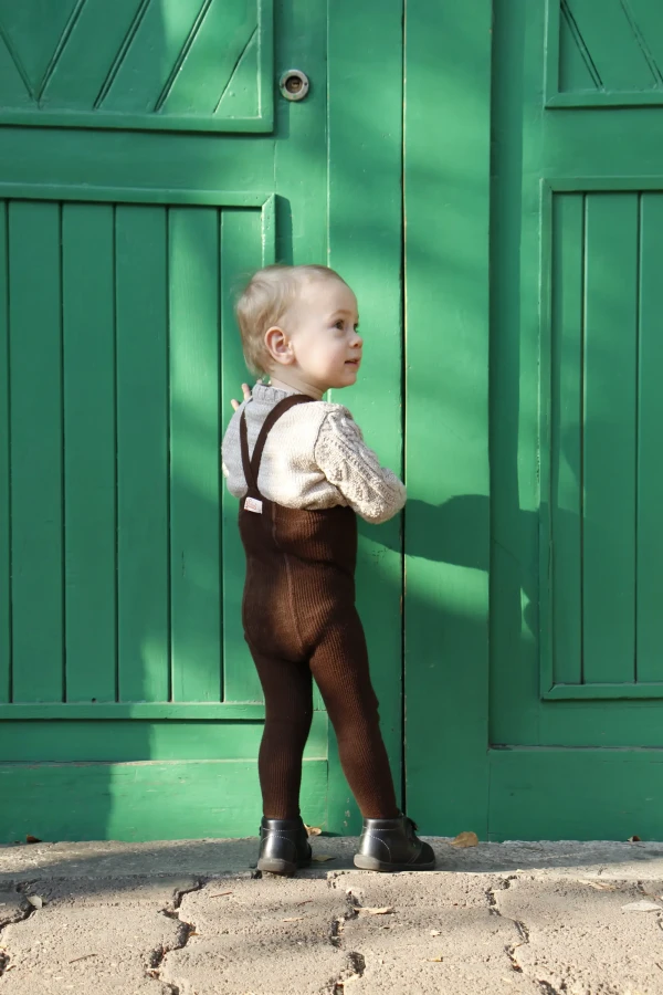 Rajstopki bawełniane ze stopkami Footed - Chocolate Brown / Silly Silas