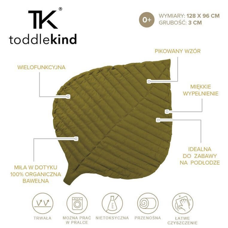 Mata do zabawy z bawełny organicznej w kształcie liścia - Sand Castle / Toddlekind