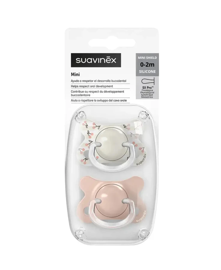 Smoczek fizjologiczny SX Pro MINI Birdies 0-2m - różowy, 2szt. / Suavinex