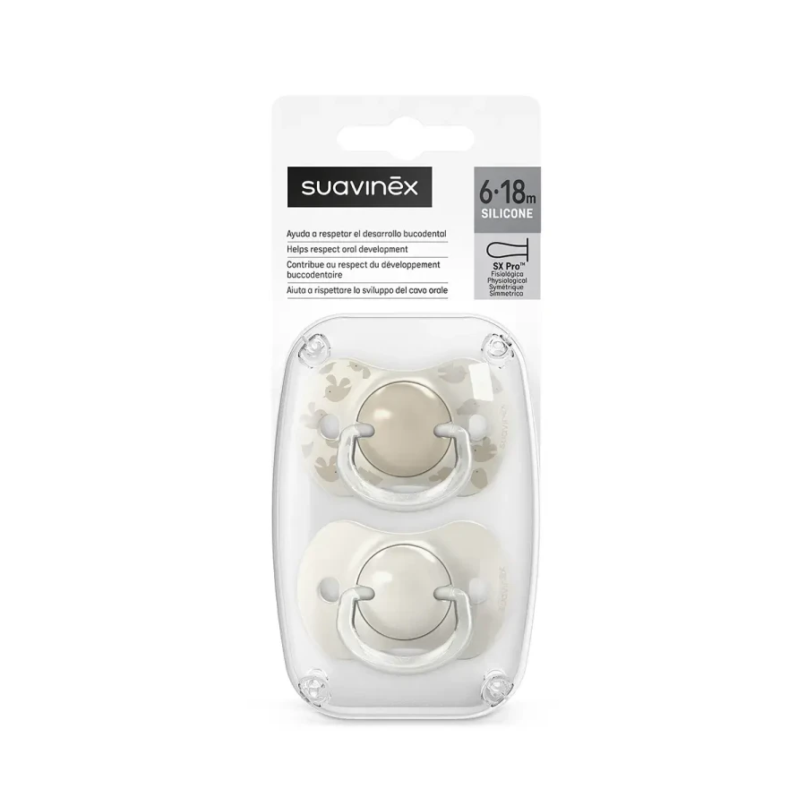 Smoczek fizjologiczny SX Pro Birdies 6-18m - waniliowy, 2szt. / Suavinex