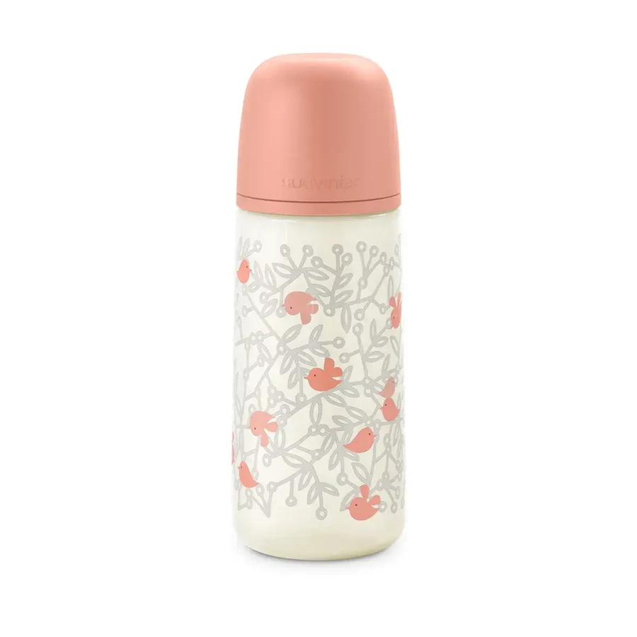 Butelka fizjologiczna SX Pro szybki przepływ Birdies, 360ml - różowa / Suavinex