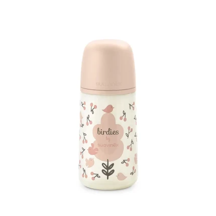 Butelka fizjologiczna SX Pro średni przepływ Birdies, 270ml - różowa / Suavinex