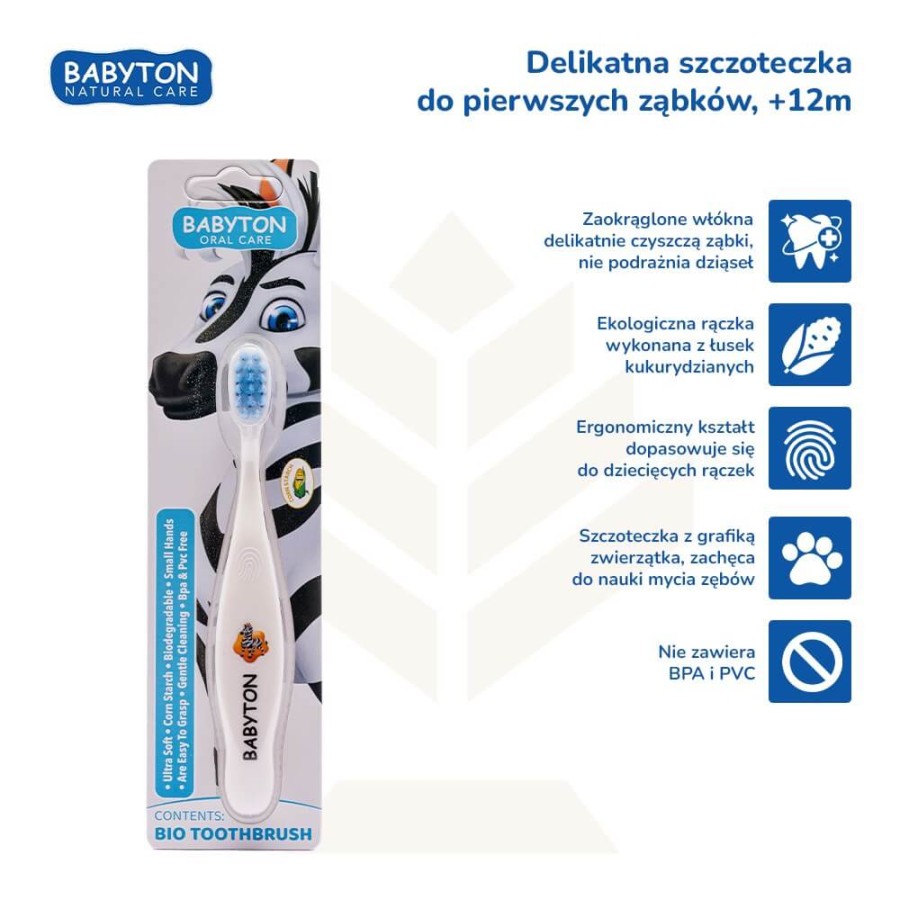 Bio Szczoteczka do zębów, 12m+, Zebra / Babyton