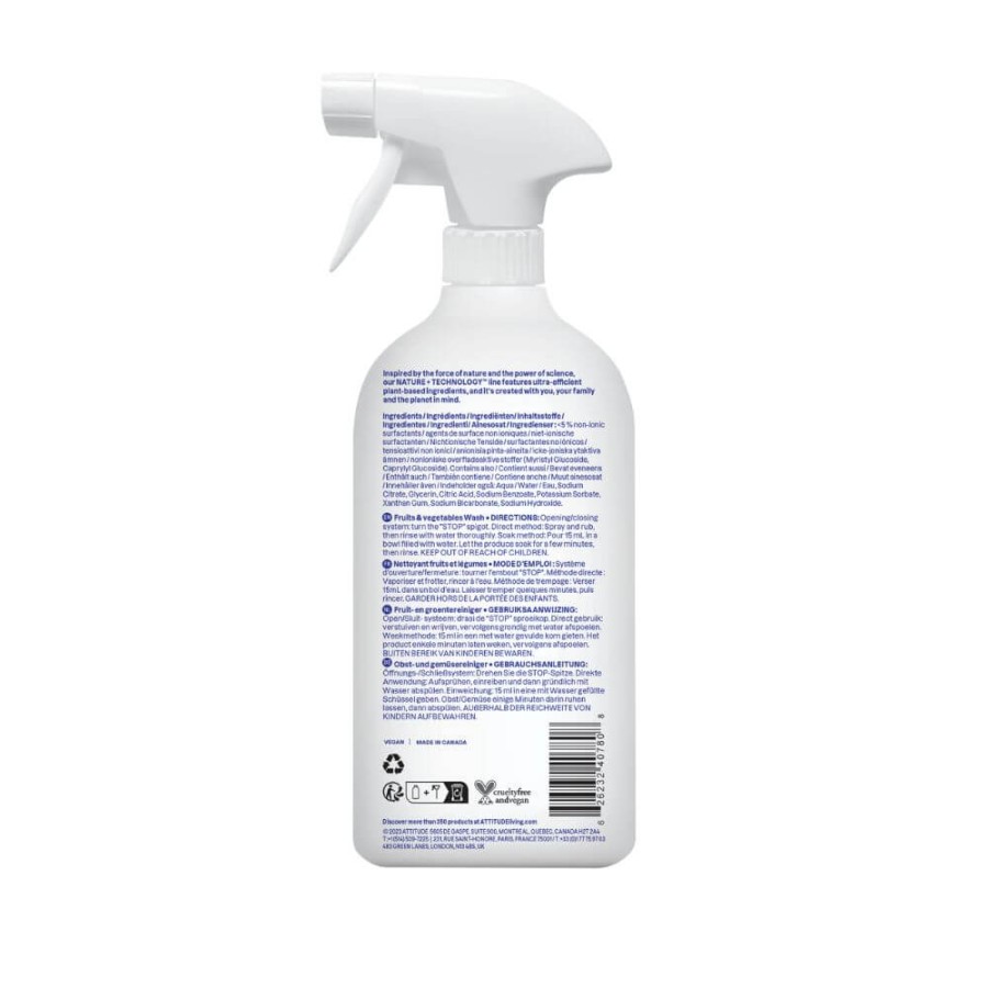 Bezzapachowy spray do mycia owoców i warzyw, 800 ml / Attitude
