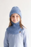 Czapka z wełny i bawełny Sówka - baby blue / Kopyto