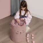 Zamykany kosz na ściągacz do przechowywania zabawek, BOUNCLE PREMIUM - Różowy Kot / SIPO