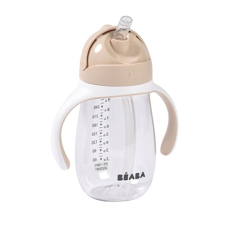 Bidon tritanowy ze słomką, 300 ml - clay earth / Beaba