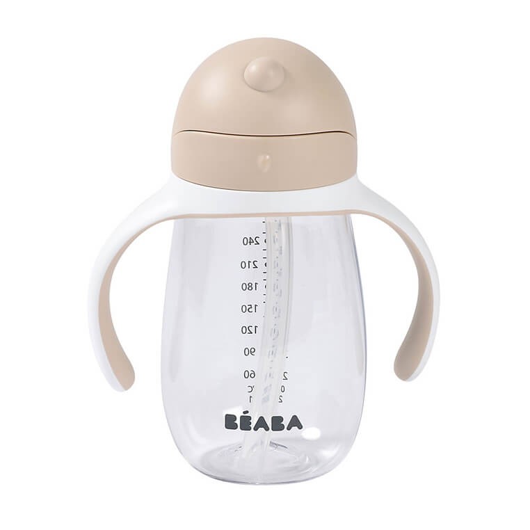 Bidon tritanowy ze słomką, 300 ml - clay earth / Beaba