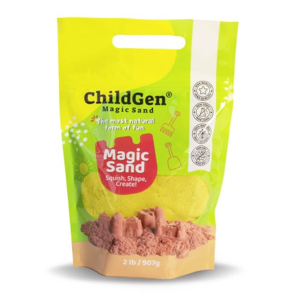 Piasek kinetyczny, 100% NATURALNY SKŁAD - opakowanie re-fill uzupełniające 907g, kolor żółty / ChildGen