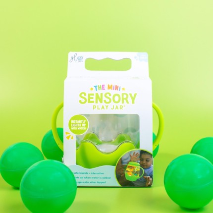 Mini słoik sensoryczny, świecący do napełnienia wodą - zielony / Glo Pals