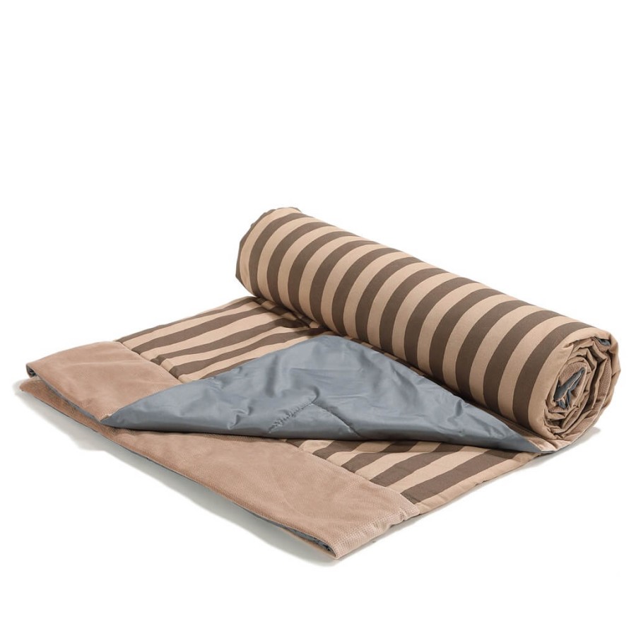 Koc piknikowy z kieszonką, mata do zabawy XXL 180x190 - STRIPES BROWN / La Millou