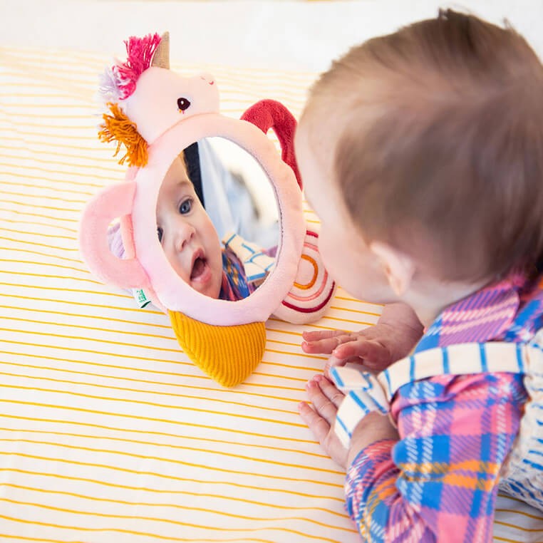 Aktywizujące wielofunkcyjne lusterko sensoryczne z uchwytami Jednorożec Lena 3m+ / Lilliputiens